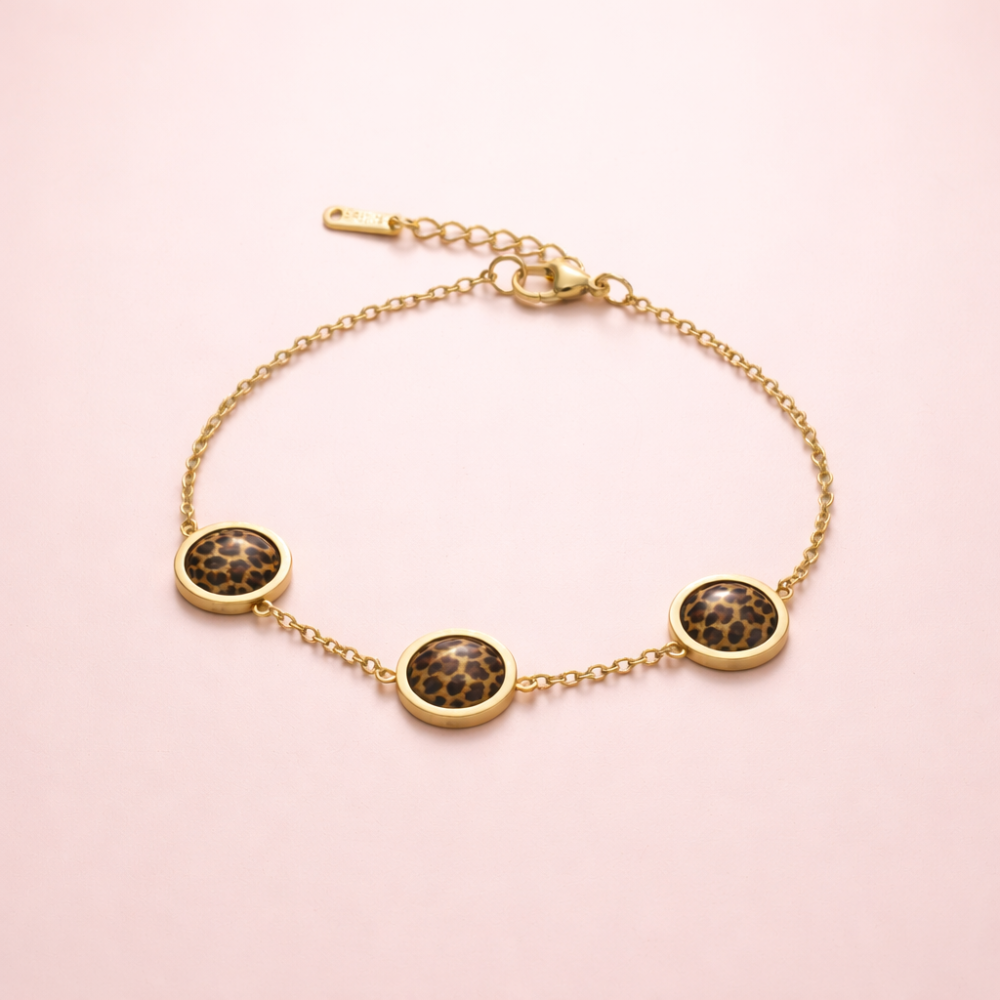 Bracelet pastilles léopard femme – bijoux acier inoxydable | Gaou Bijoux