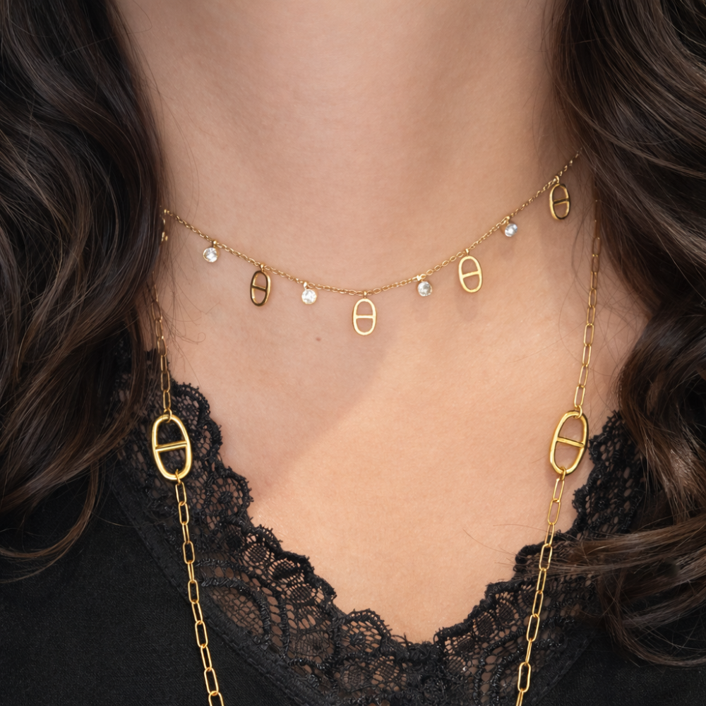 Collier Maille Marine zircon femme – bijoux acier inoxydable | Gaou Bijoux