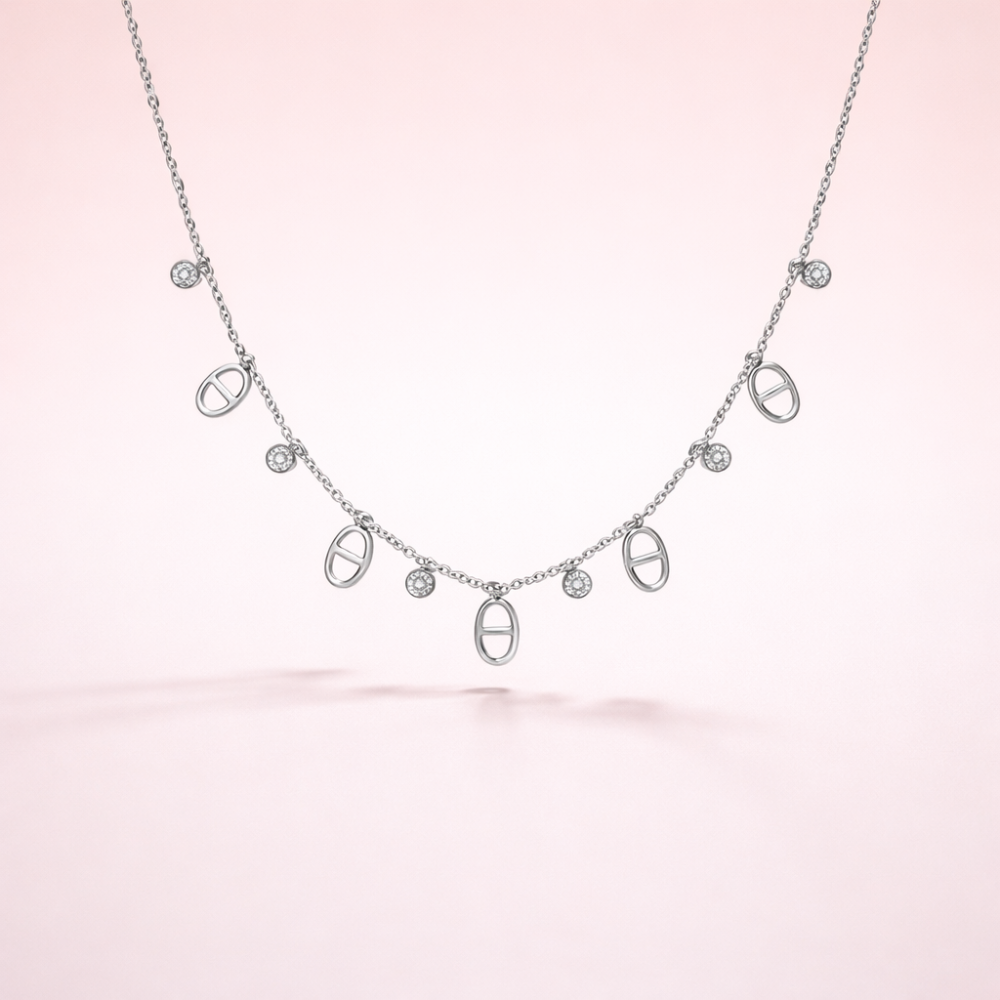 Collier Maille Marine zircon femme – bijoux acier inoxydable | Gaou Bijoux