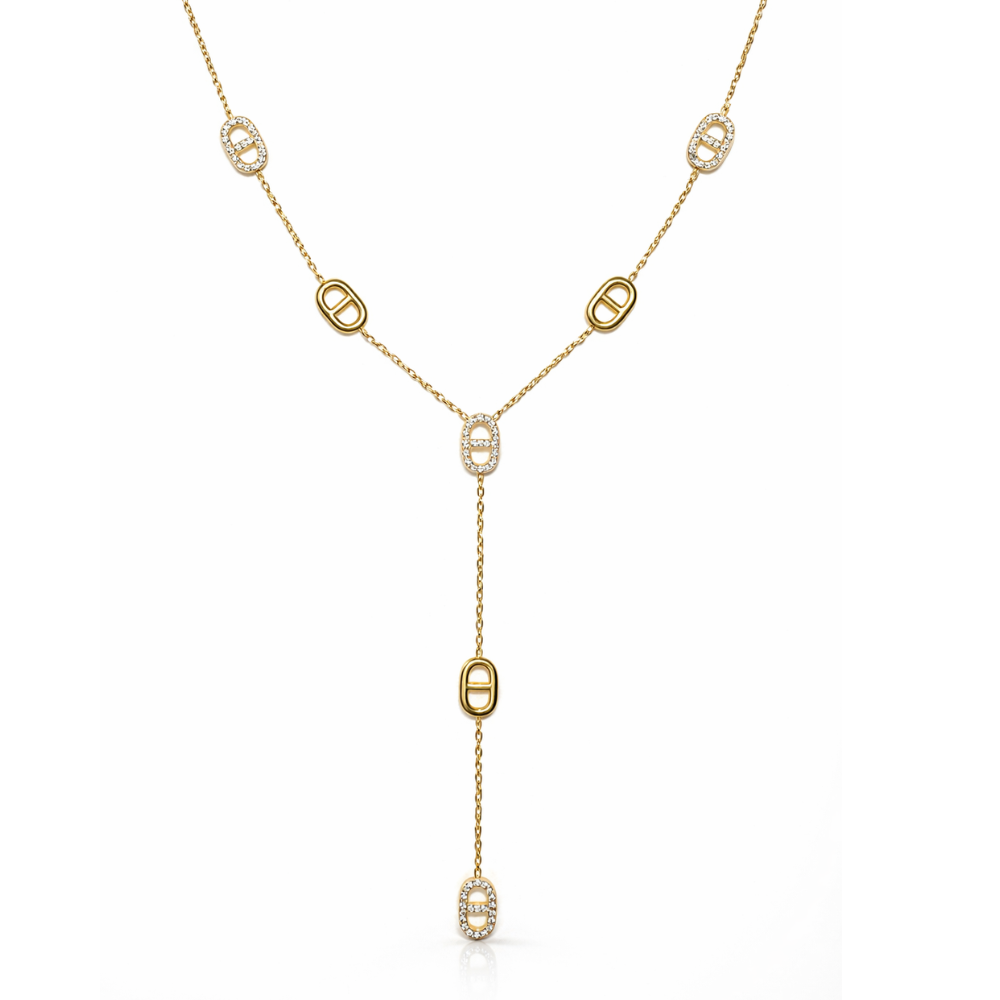 Collier Y Maille Marine zircon femme – bijoux acier inoxydable | Gaou Bijoux
