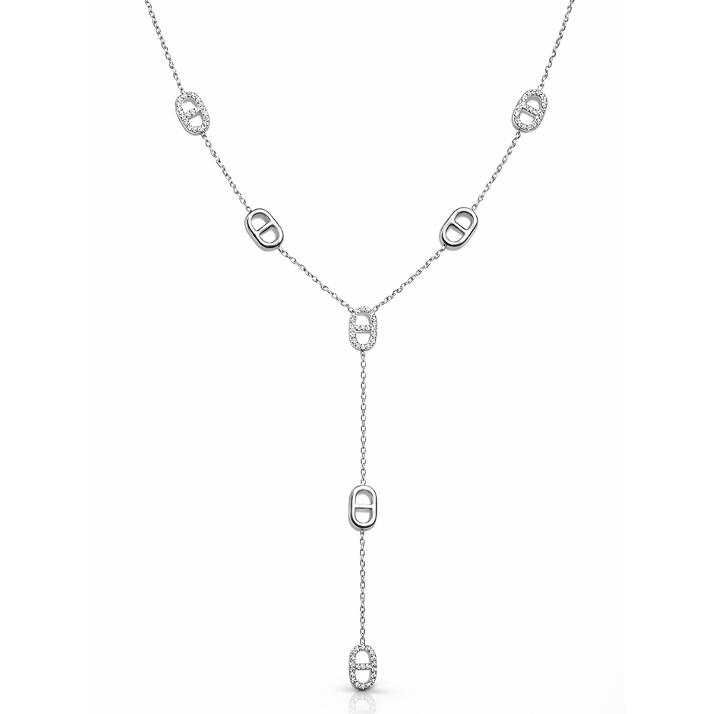 Collier Y Maille Marine zircon femme – bijoux acier inoxydable | Gaou Bijoux