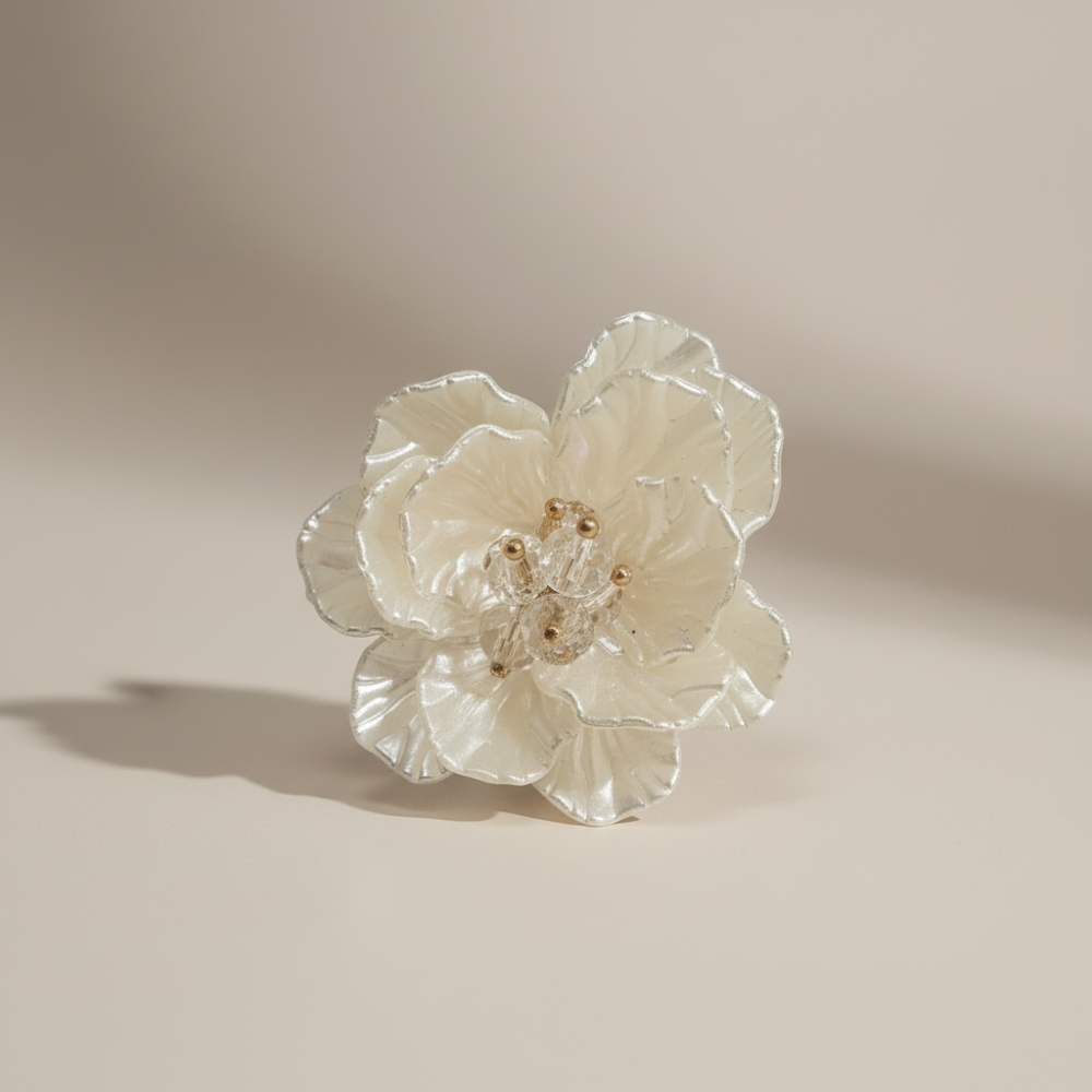 Bague fleur nacrée réglable femme – bijoux acier inoxydable | Gaou Bijoux