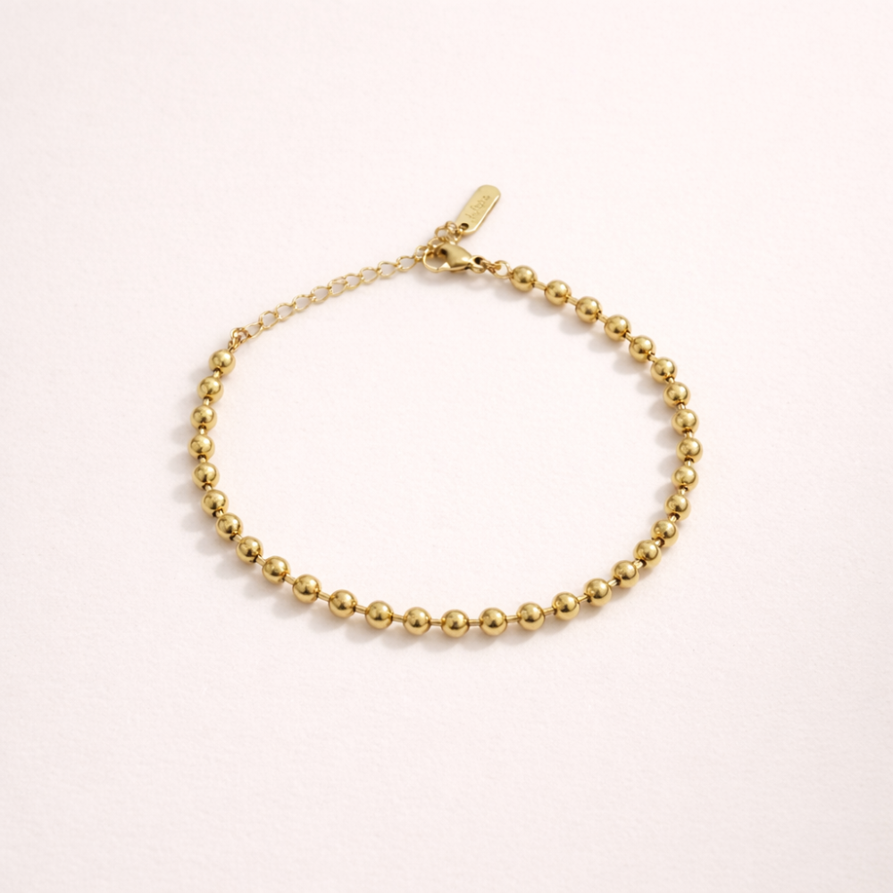 Bracelet perles dorées femme – bijoux acier inoxydable | Gaou Bijoux