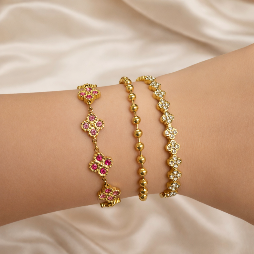 Bracelet perles dorées femme – bijoux acier inoxydable | Gaou Bijoux