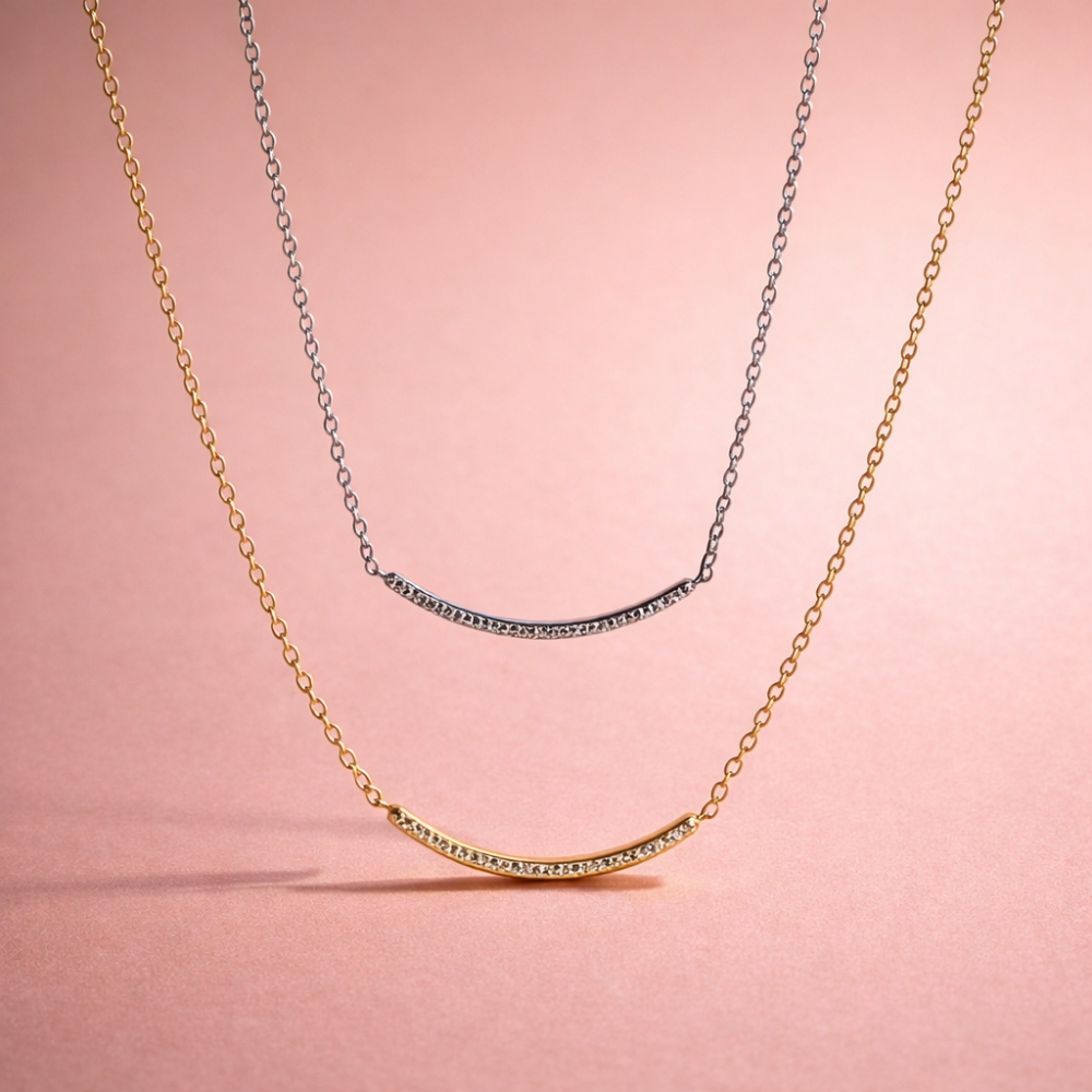Collier Arc Zircon Doré ou Argenté | bijoux acier inoxydable | Gaou Bijoux