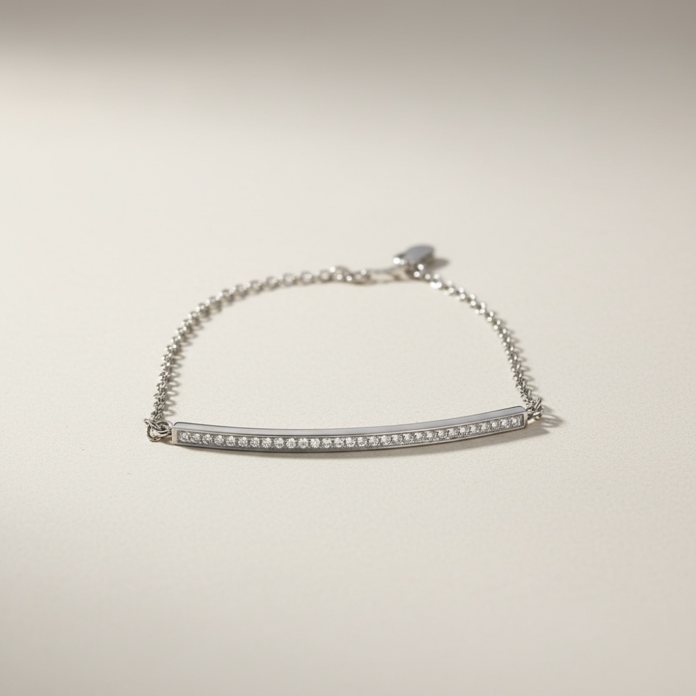 Bracelet barre zircon femme acier inoxydable doré ou argent | Gaou Bijoux