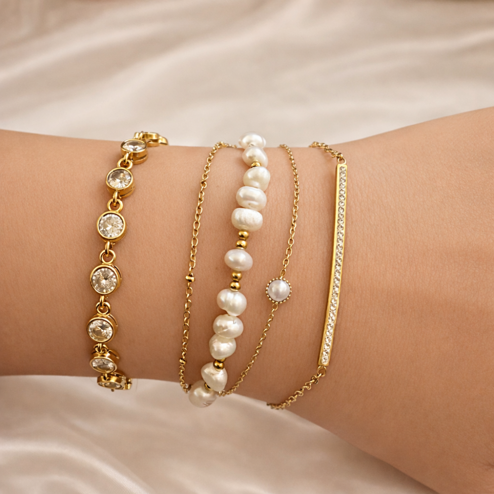 Bracelet multirang perles doré acier inoxydable | Gaou Bijoux