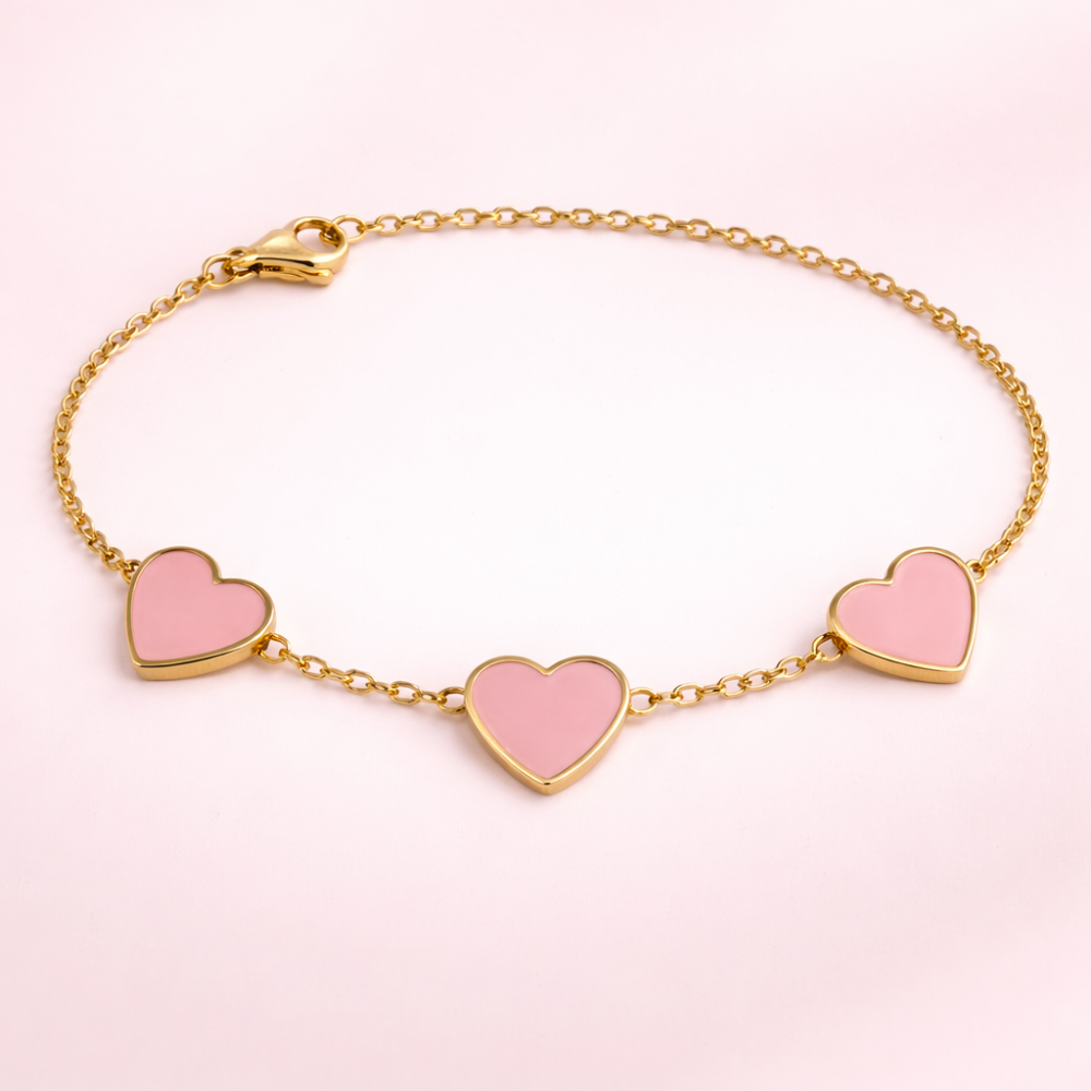 Bracelet cœurs blancs femme – bijoux acier inoxydable | Gaou Bijoux