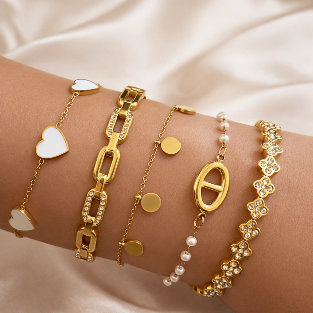 Bracelet Maille Marine & Perles