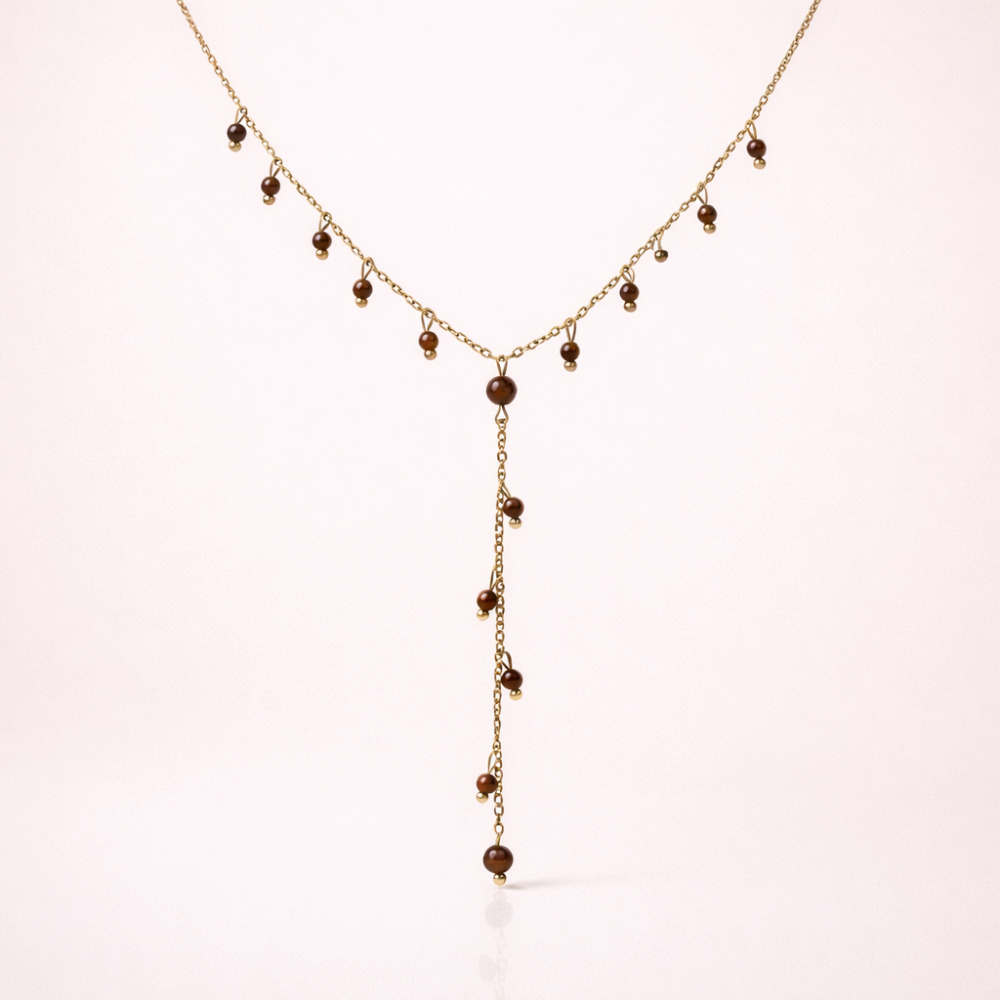 Collier Y perles colorées acier inoxydable | Gaou Bijoux