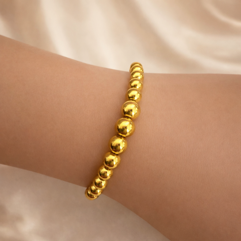 Bracelet perles dorées acier inoxydable | Gaou Bijoux
