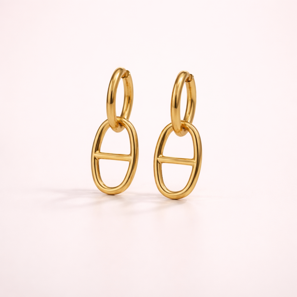 Boucles d’oreilles maillon ovale maille marine acier inoxydable | Gaou Bijoux