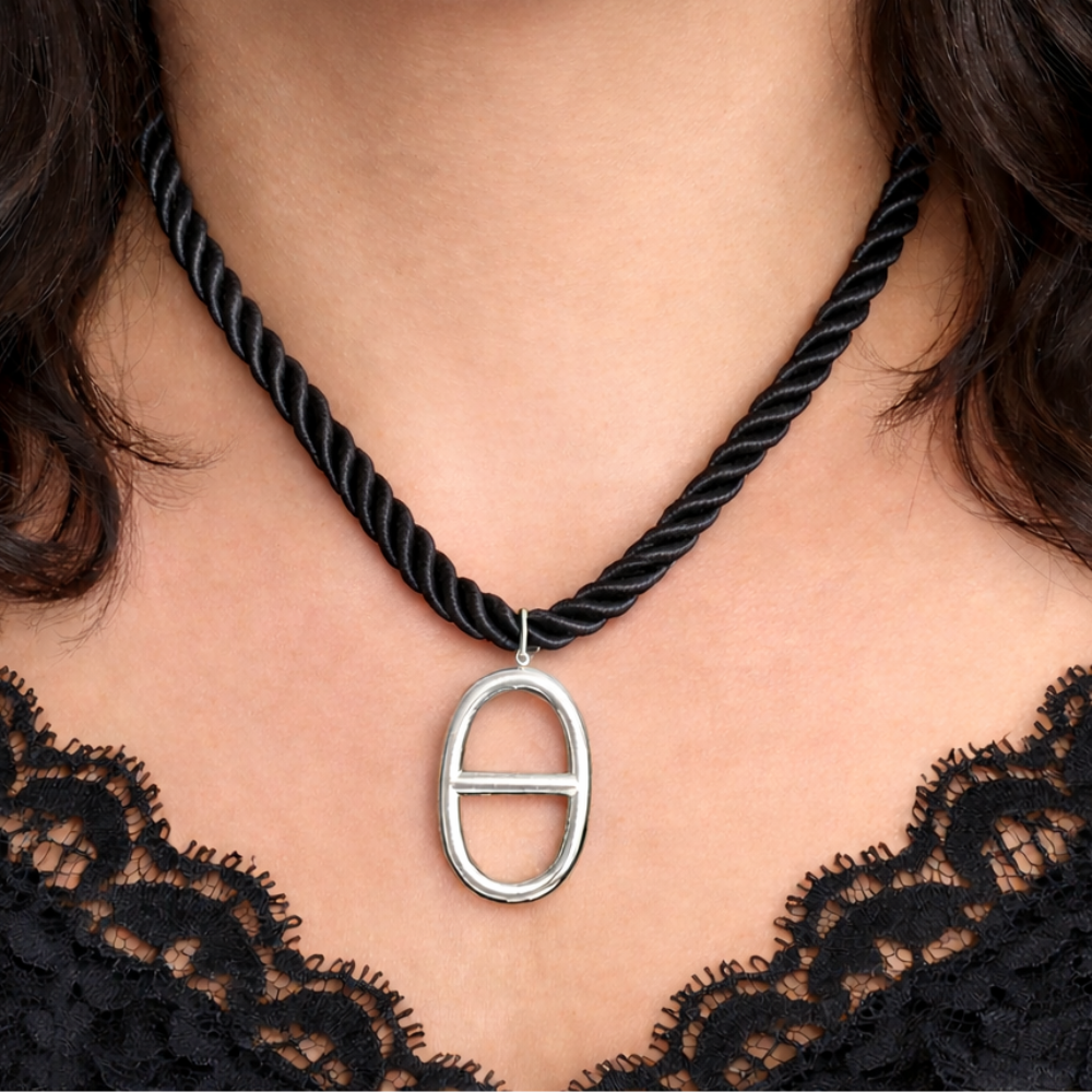 Collier cordon maille marine collier pendentif ovale acier inoxydable | Gaou Bijoux