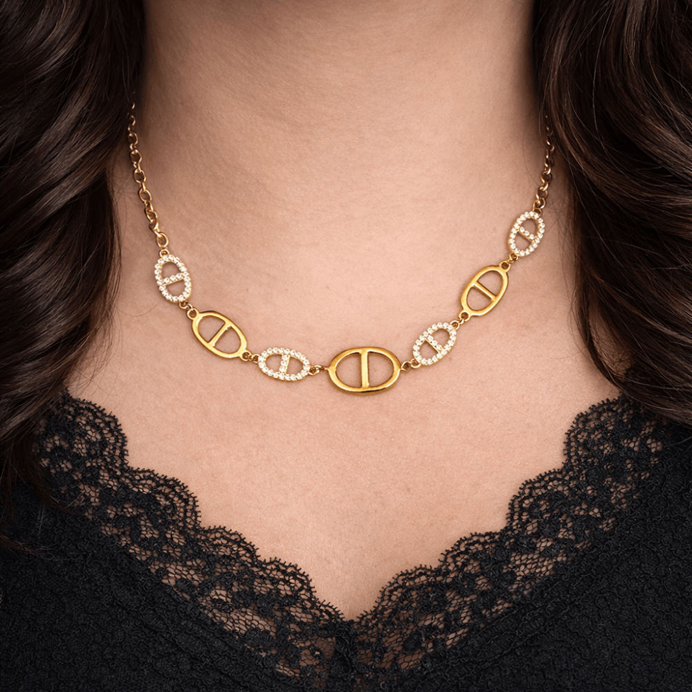 Collier maille marine zircon collier acier inoxydable | Gaou Bijoux