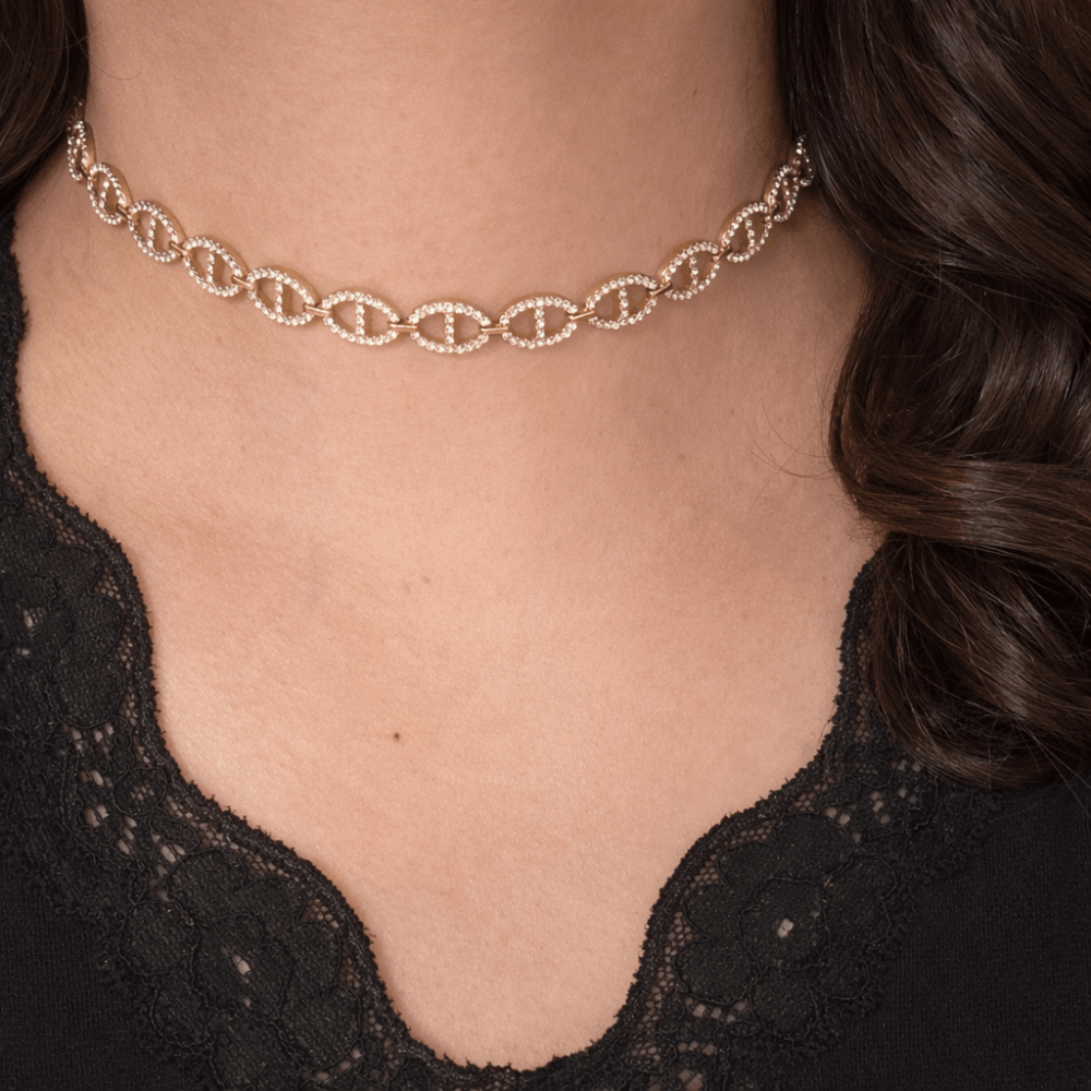 Collier Ras-du-Cou Maille Marine Zircon