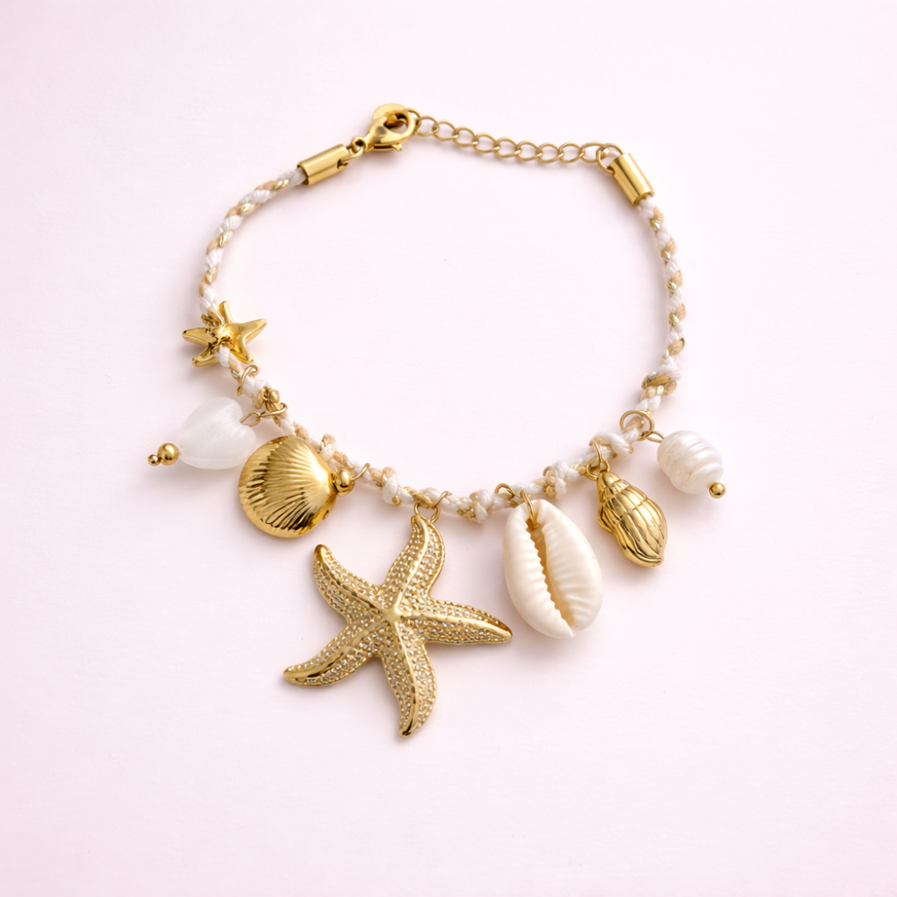 Bracelet été charms coquillage étoile de mer acier inoxydable | Gaou Bijoux