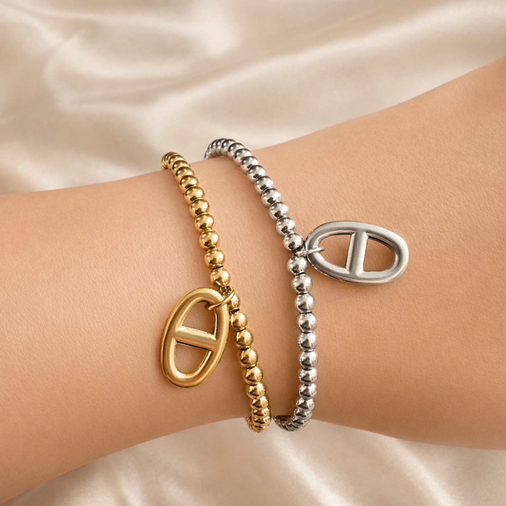 Bracelet perles maille marine acier inoxydable | Gaou Bijoux