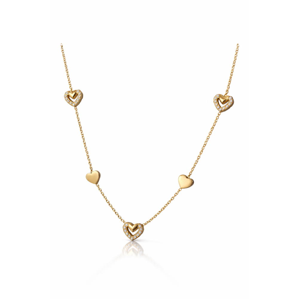 Sautoir Lily collier cœurs zircon acier inoxydable | Gaou Bijoux