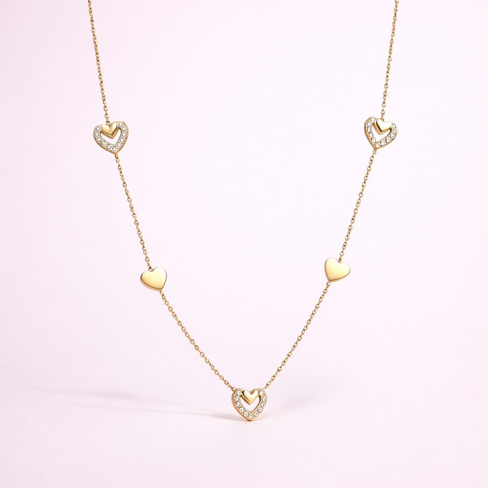 Sautoir Lily – Collier Cœurs Zircon