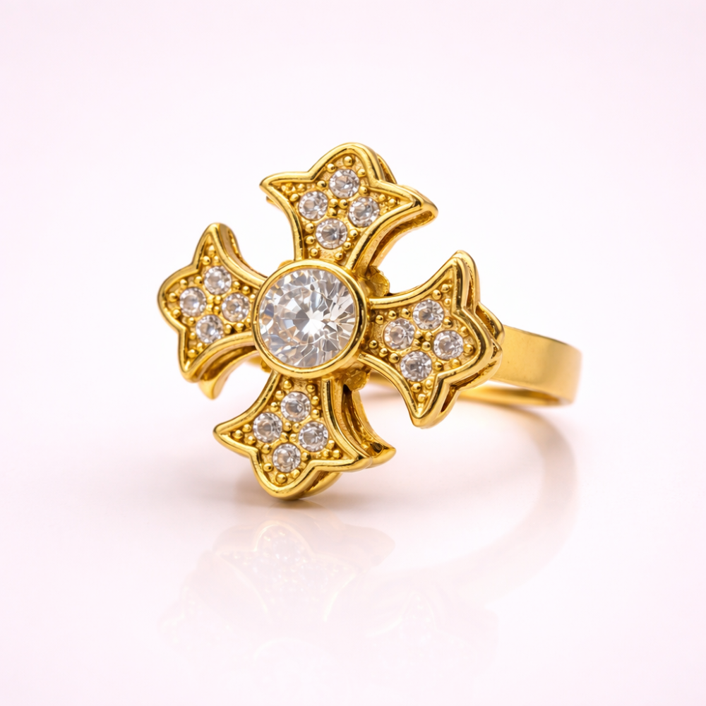 Bague Antistress Croix Zircon