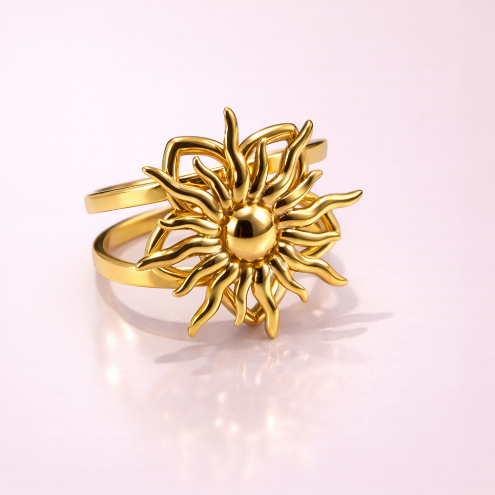 Bague antistress soleil réglable acier inoxydable | bijoux acier inoxydable | Gaou Bijoux