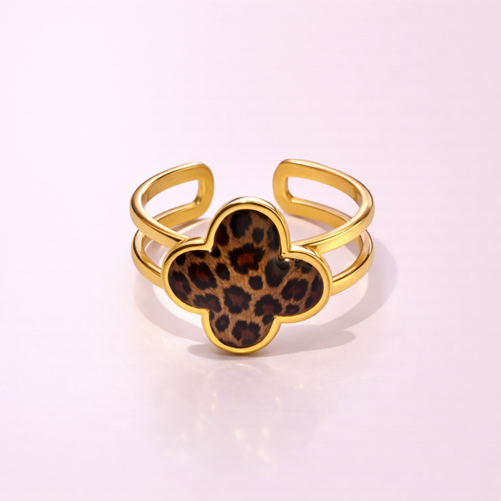 Bague fleur léopard réglable acier inoxydable | bijoux acier inoxydable | Gaou Bijoux