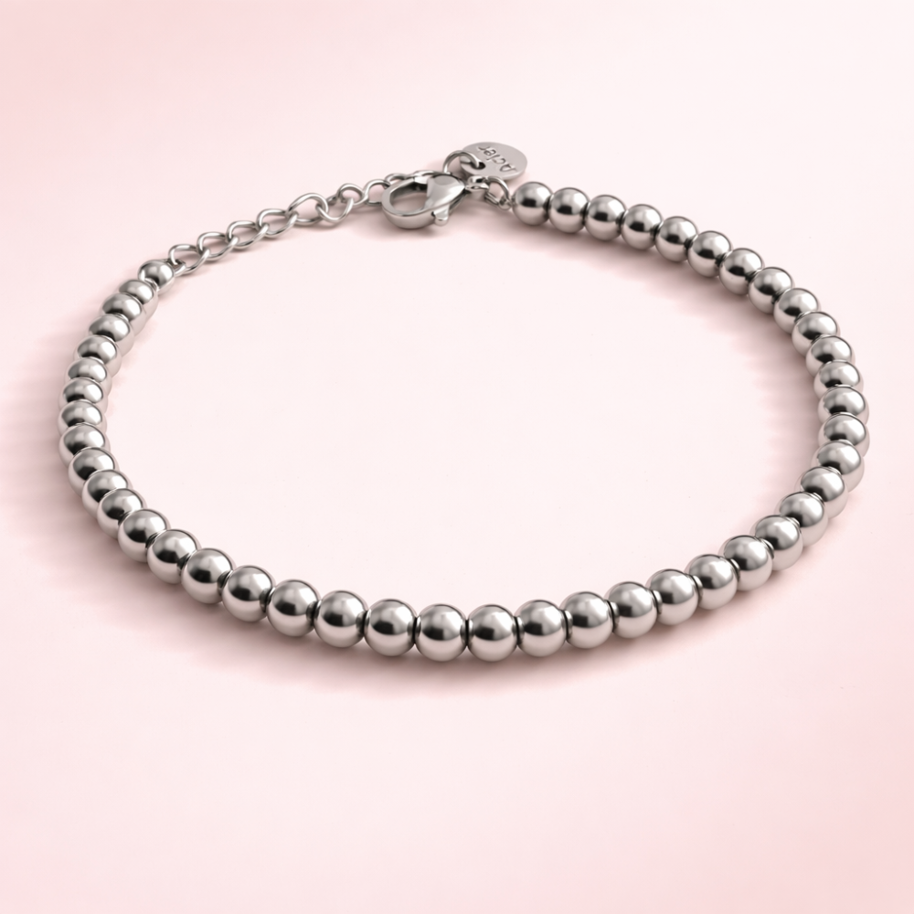 Bracelet perles acier inoxydable ajustable | bijoux acier inoxydable | Gaou Bijoux