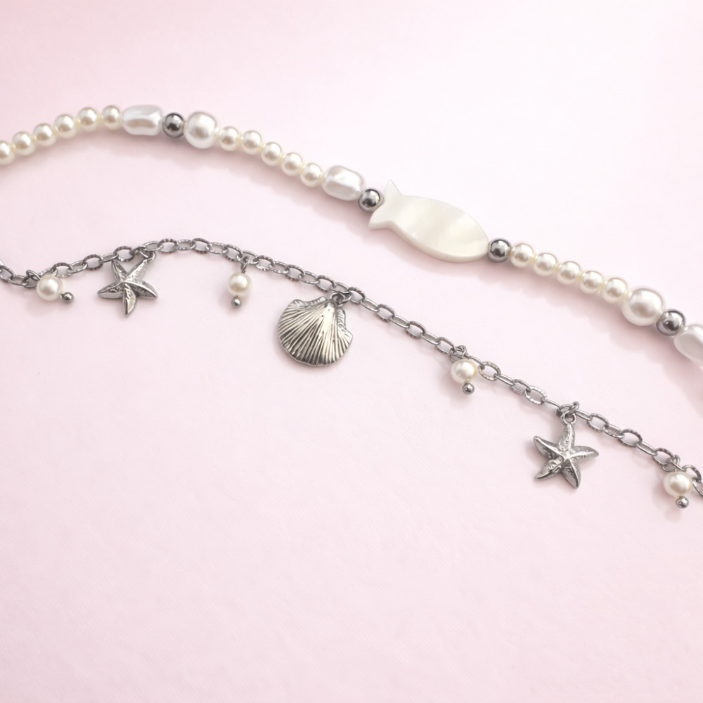 Bracelet multirang coquillage étoile acier inoxydable | bijoux acier inoxydable | Gaou Bijoux