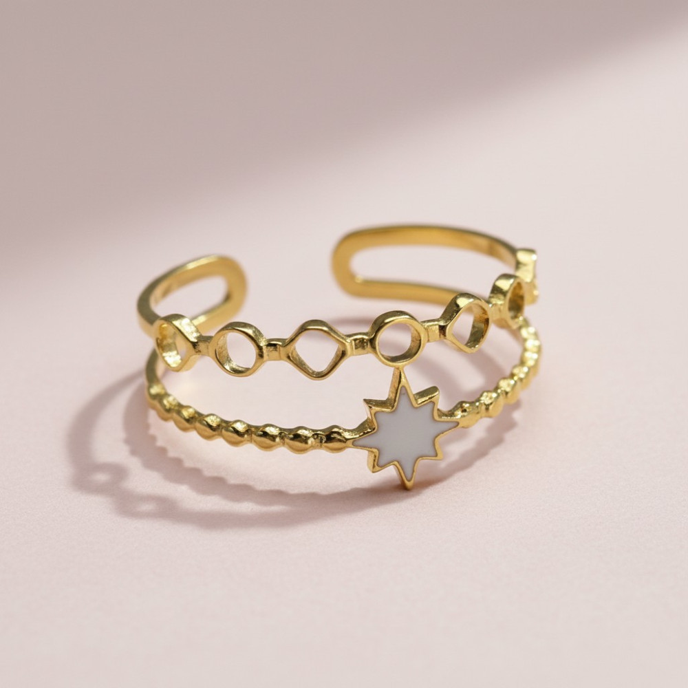 Bague étoile| Bagues acier inoxydable|Gaou Bijoux