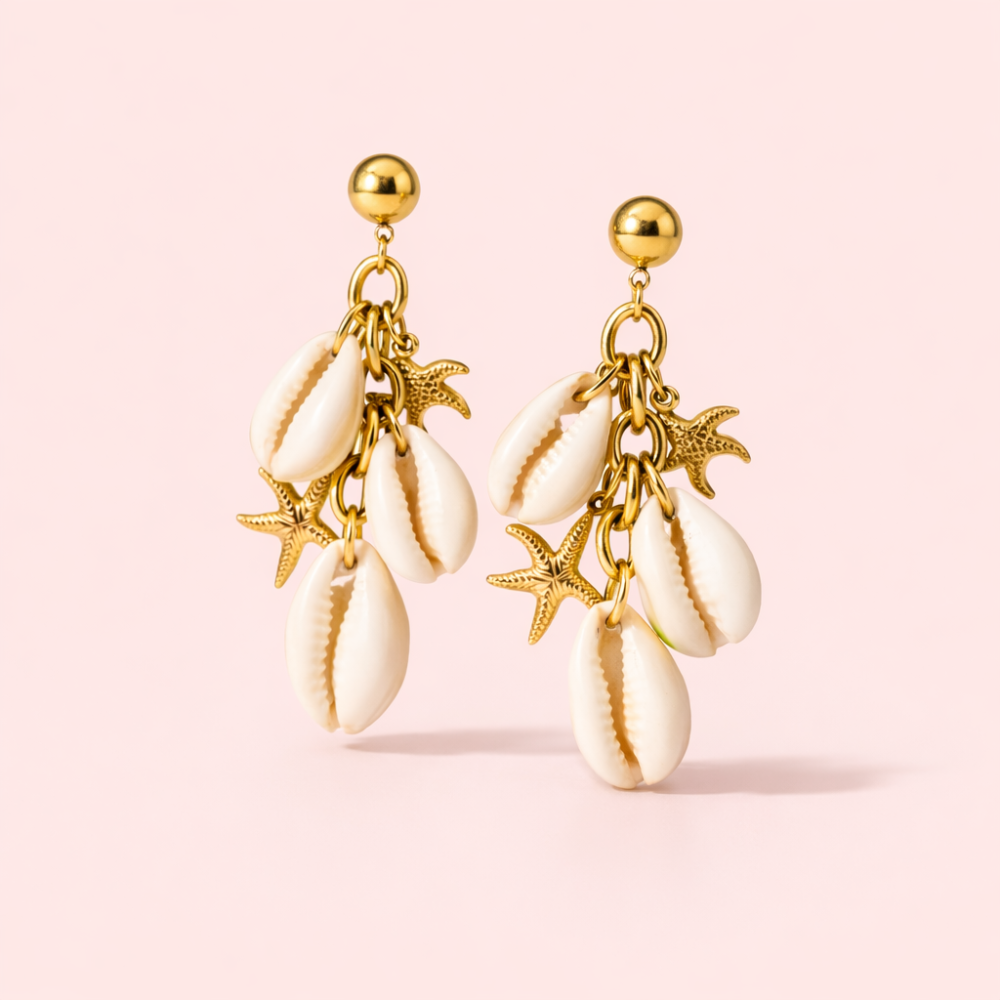 Boucles d’oreilles coquillages étoile de mer acier inoxydable | bijoux acier inoxydable | Gaou Bijoux