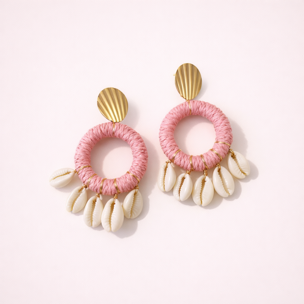 Boucles d’oreilles coquillages bohème acier inoxydable | bijoux acier inoxydable | Gaou Bijoux