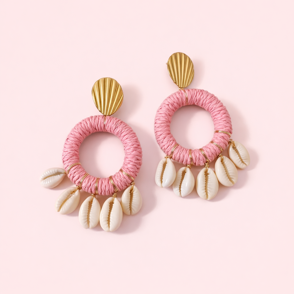 Boucles d’oreilles coquillages bohème acier inoxydable | bijoux acier inoxydable | Gaou Bijoux