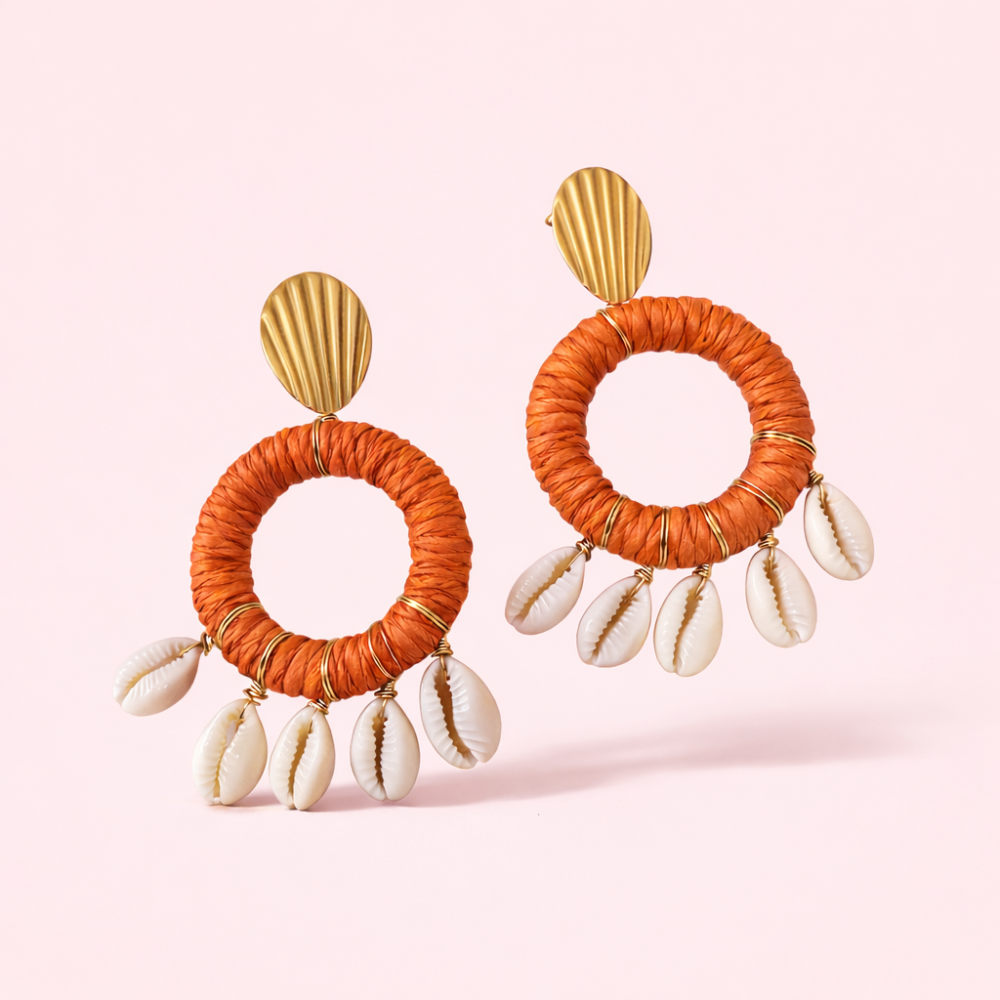 Boucles d’oreilles coquillages bohème acier inoxydable | bijoux acier inoxydable | Gaou Bijoux