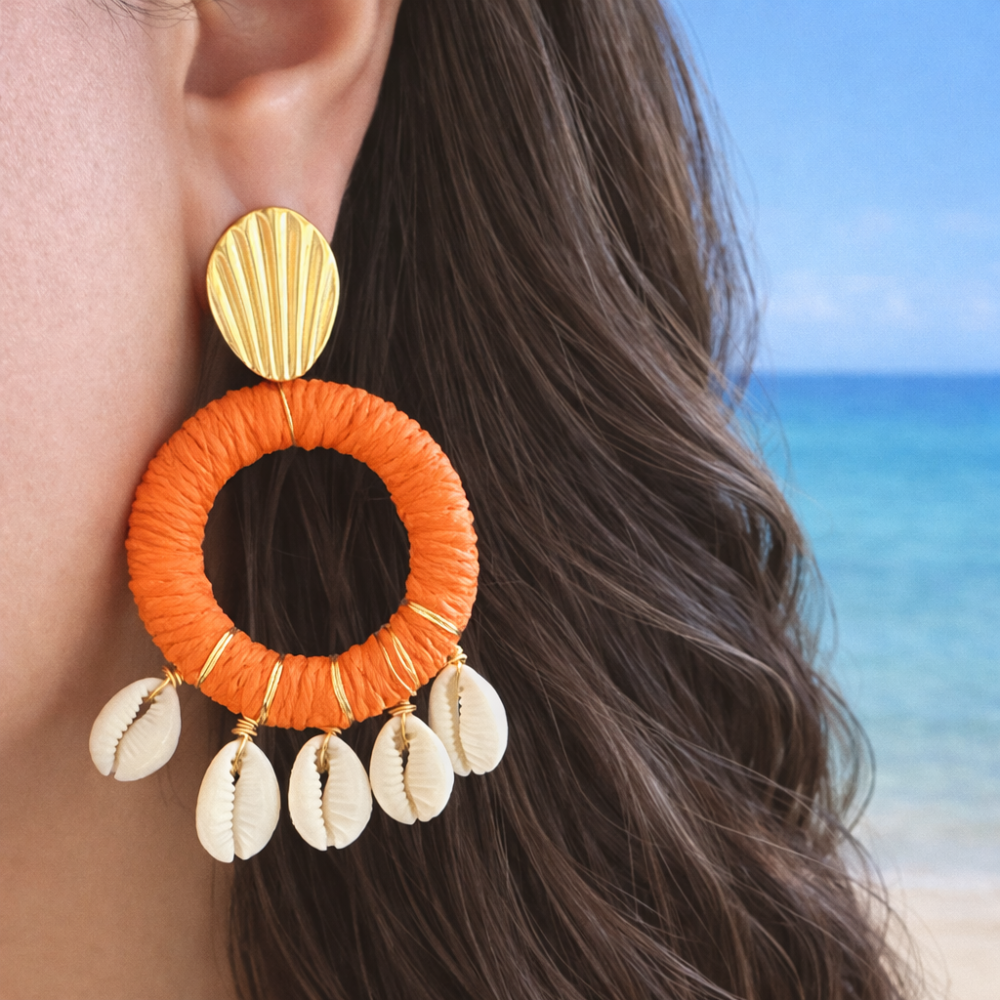 Boucles d’oreilles coquillages bohème acier inoxydable | bijoux acier inoxydable | Gaou Bijoux