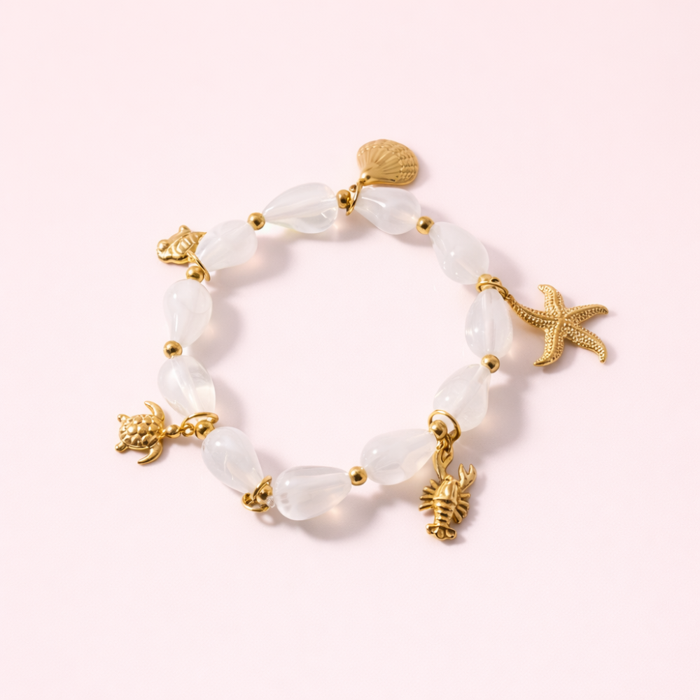 Bracelet charms océan coquillage étoile de mer acier inoxydable | bijoux acier inoxydable | Gaou Bijoux