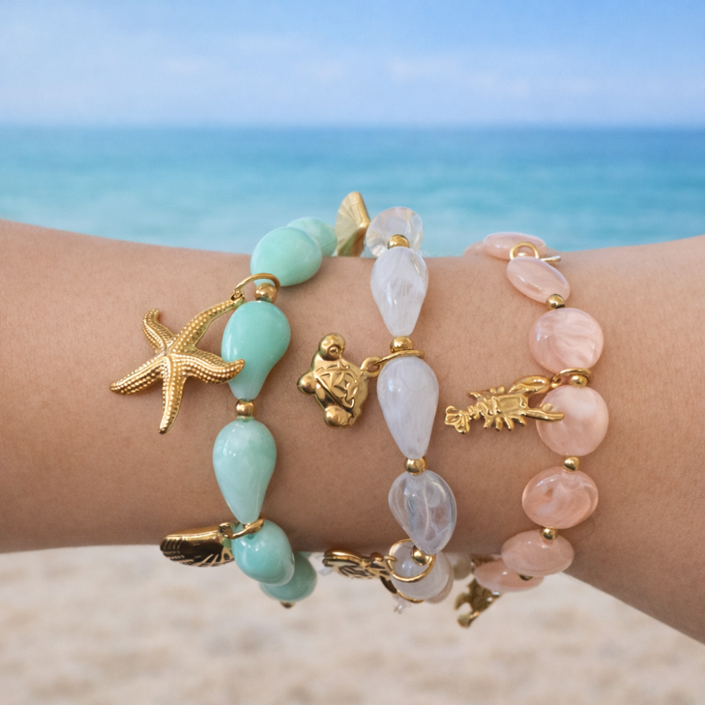 Bracelet charms océan coquillage étoile de mer acier inoxydable | bijoux acier inoxydable | Gaou Bijoux