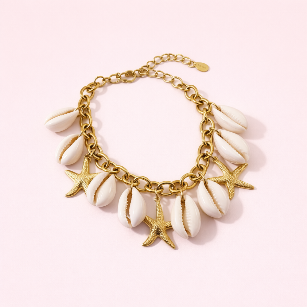 Bracelet coquillages étoile de mer acier inoxydable | bijoux acier inoxydable | Gaou Bijoux