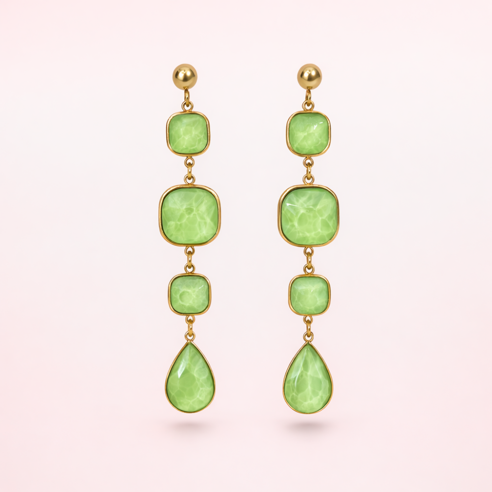 Boucles d’oreilles Gemma pierres facettées pendantes | bijoux acier inoxydable | Gaou Bijoux
