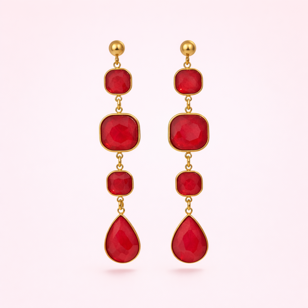 Boucles d’oreilles Gemma pierres facettées pendantes | bijoux acier inoxydable | Gaou Bijoux