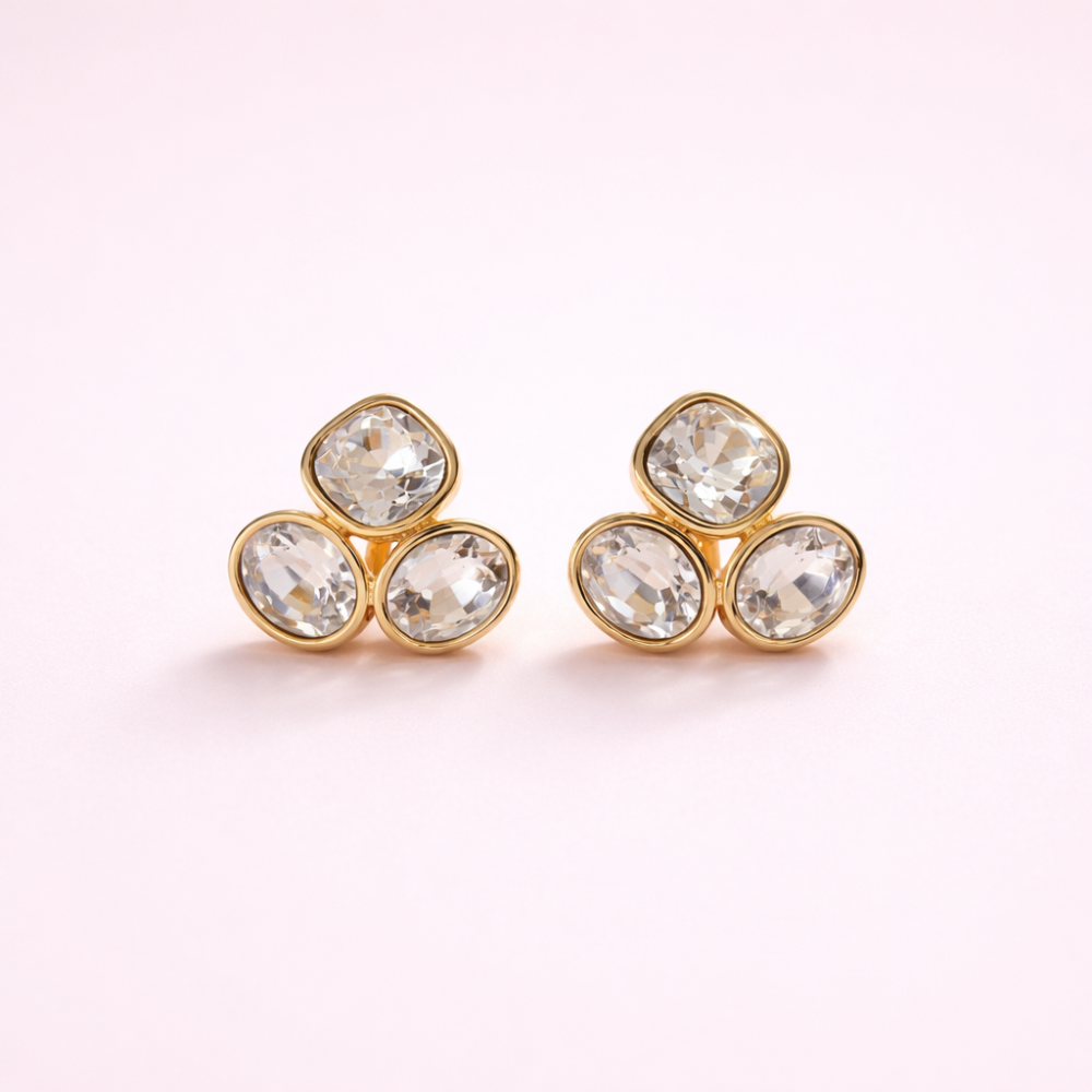 Boucles d’oreilles Gemma pierres type diamant acier inoxydable | bijoux acier inoxydable | Gaou Bijoux