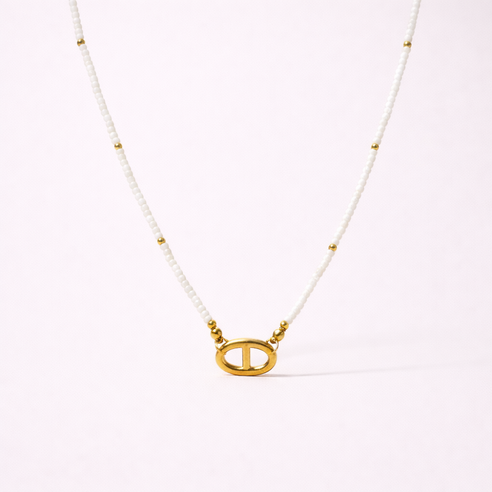 Collier Elora maille marine perles acier inoxydable bijoux acier inoxydable | Gaou Bijoux