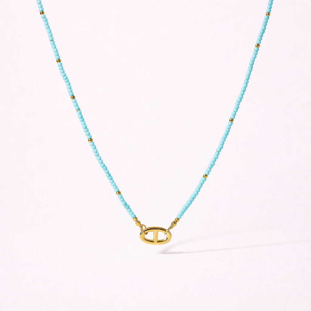 Collier Elora maille marine perles acier inoxydable bijoux acier inoxydable | Gaou Bijoux