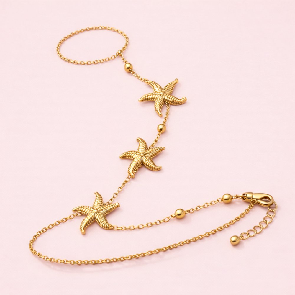 Chaîne de main Naomi étoiles de mer acier inoxydable bijoux acier inoxydable | Gaou Bijoux