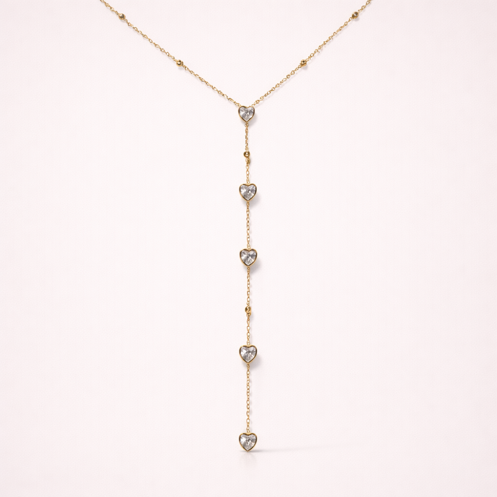 Collier Y Amaya cœurs zircon acier inoxydable bijoux acier inoxydable | Gaou Bijoux