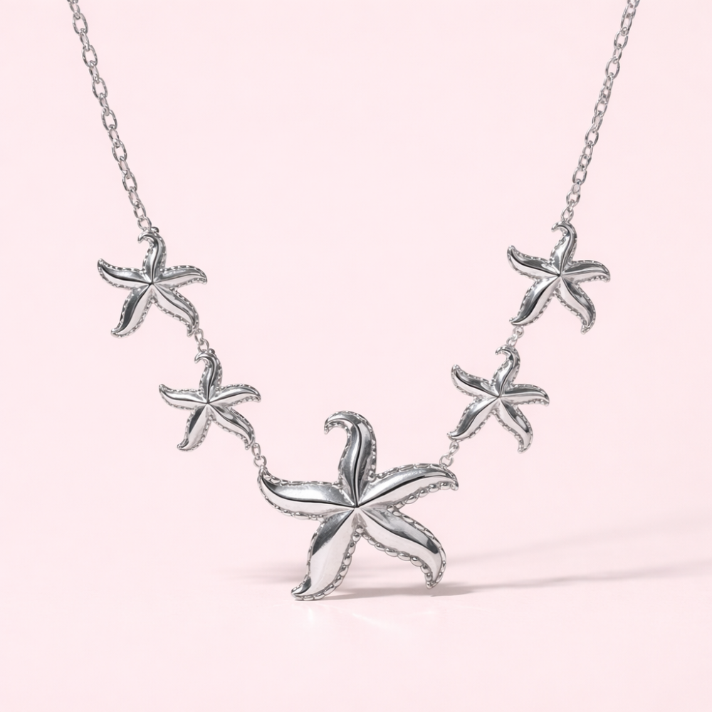 Collier Marina étoiles de mer acier inoxydable argenté bijoux acier inoxydable | Gaou Bijoux