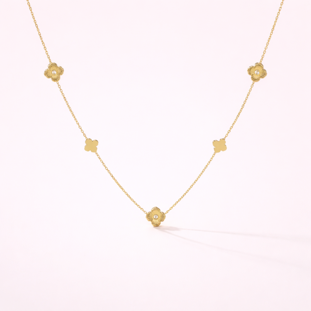 Sautoir Flora fleurs acier inoxydable collier floral élégant bijoux acier inoxydable | Gaou Bijoux