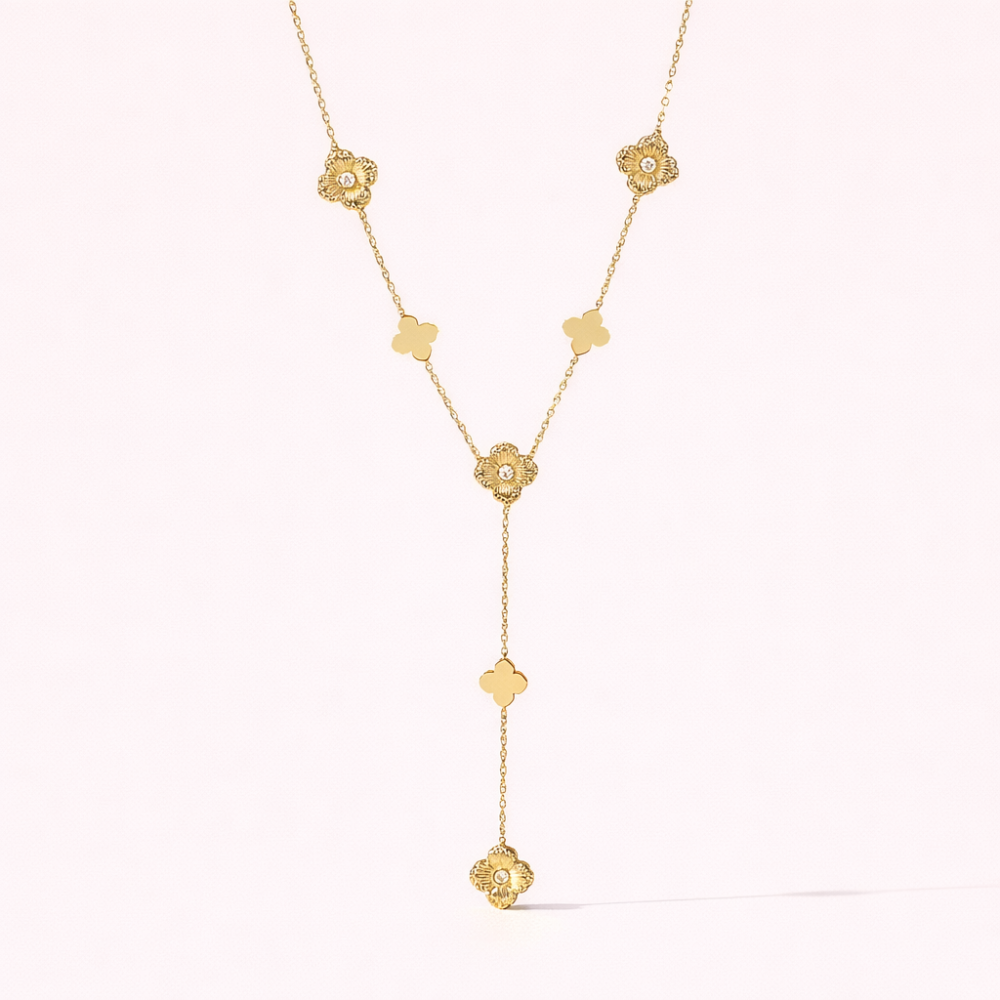 Collier Y Laurie fleurs acier inoxydable bijoux acier inoxydable | Gaou Bijoux