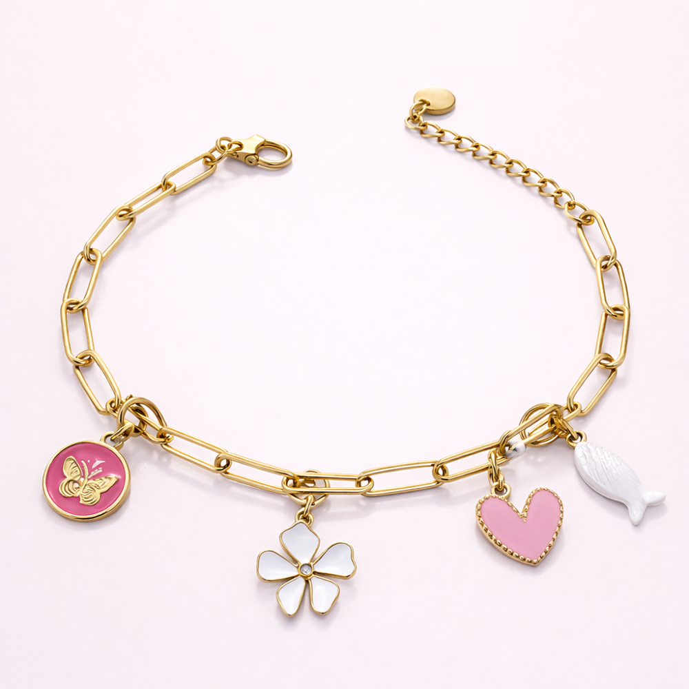 Bracelet personnalisable à charms – chaîne dorée fine | bijoux acier inoxydable | Gaou Bijoux