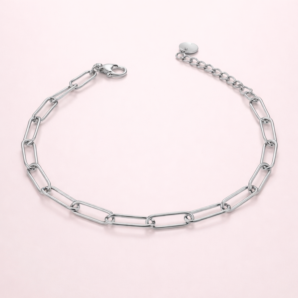 Bracelet charms personnalisable argentée maillons ovales | Gaou Bijoux