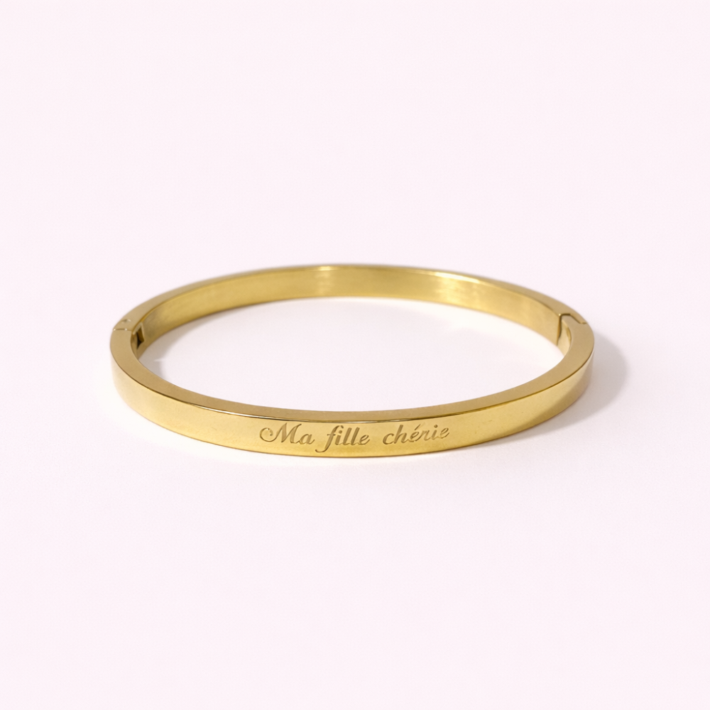 Jonc enfant ma fille chérie acier inoxydable doré ou argenté bijoux acier inoxydable | Gaou Bijoux